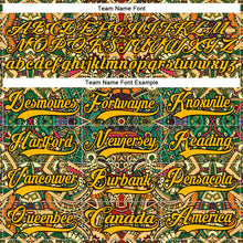 Load image into Gallery viewer, Custom Black Gold 3D Pattern Native Americans Tribal Indigenous People Hockey Lace Neck Jersey