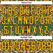 Load image into Gallery viewer, Custom Black Gold 3D Pattern Native Americans Tribal Indigenous People Hockey Lace Neck Jersey