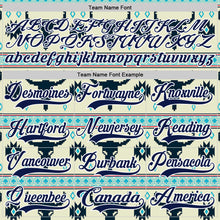 Загрузить изображение в средство просмотра галереи, Custom Cream Navy-White 3D Pattern Native Americans Tribal Indigenous People Hockey Lace Neck Jersey