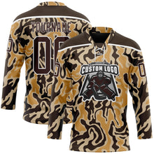 Load image into Gallery viewer, Custom Camo Brown-White 3D Camouflage Hockey Lace Neck Jersey