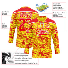 Charger l'image dans la galerie, Custom Camo Fire Red Gold-White 3D Camouflage Hockey Lace Neck Jersey