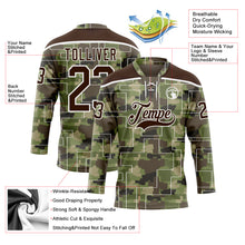 Charger l'image dans la galerie, Custom Camo Brown-White 3D Camouflage Pixel Hockey Lace Neck Jersey