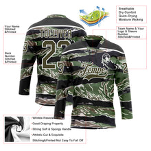 Charger l'image dans la galerie, Custom Camo Olive Black-White 3D Camouflage Hockey Lace Neck Jersey