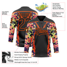 Load image into Gallery viewer, Custom Camo Black-Orange 3D Camouflage Pixel Hockey Lace Neck Jersey