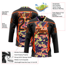 Charger l'image dans la galerie, Custom Camo Black-Orange 3D Camouflage Pixel Hockey Lace Neck Jersey