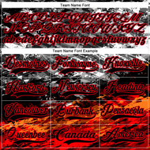 Charger l'image dans la galerie, Custom Camo Black-Fire Red 3D Camouflage Hockey Lace Neck Jersey