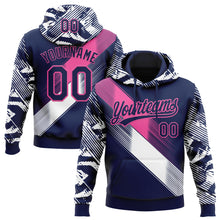Laden Sie das Bild in den Galerie-Viewer, Custom Stitched Navy Pink-White 3D Pattern Design E-sports Pullover Sweatshirt Hoodie