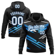 Charger l'image dans la galerie, Custom Stitched Black White-Sky Blue 3D Pattern Design E-sports Pullover Sweatshirt Hoodie