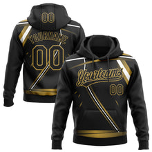 Charger l'image dans la galerie, Custom Stitched Black Old Gold-White 3D Pattern Design E-sports Pullover Sweatshirt Hoodie