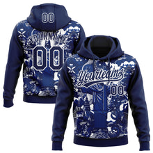 Load image into Gallery viewer, Custom Stitched Navy Royal-White 3D Pattern Design Religion Jesus Christ Pullover Sweatshirt Hoodie