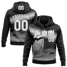 Load image into Gallery viewer, Custom Stitched Black White-Gray 3D Pattern Design Religion Praying Hands Pullover Sweatshirt Hoodie