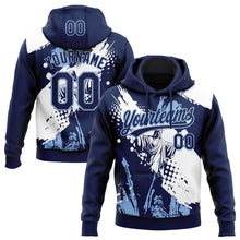 Load image into Gallery viewer, Custom Stitched Navy Light Blue-White 3D Pattern Design Religion Jesus Christ Pullover Sweatshirt Hoodie