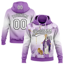 Load image into Gallery viewer, Custom Stitched Medium Purple White-Black 3D Pattern Design Religion The Virgin Mary Pullover Sweatshirt Hoodie