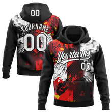 Laden Sie das Bild in den Galerie-Viewer, Custom Stitched Black White-Fire Red 3D Pattern Design Religion Praying Hands Pullover Sweatshirt Hoodie