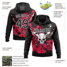 Charger l'image dans la galerie, Custom Stitched Black Neon Pink-White 3D Skull Pattern Pullover Sweatshirt Hoodie