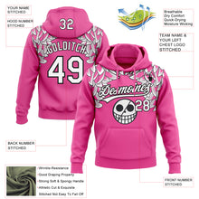 Load image into Gallery viewer, Custom Stitched Pink White-Black 3D Skull Pattern Pullover Sweatshirt Hoodie