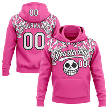 Load image into Gallery viewer, Custom Stitched Pink White-Black 3D Skull Pattern Pullover Sweatshirt Hoodie