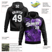 Load image into Gallery viewer, Custom Stitched Black White Purple-Gray 3D Skull Pattern Pullover Sweatshirt Hoodie