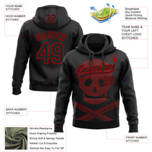 Load image into Gallery viewer, Custom Stitched Black Red 3D Skull Pattern Pullover Sweatshirt Hoodie