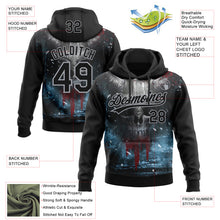 Charger l'image dans la galerie, Custom Stitched Black Gray 3D Skull Pattern Pullover Sweatshirt Hoodie