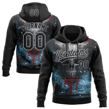 Charger l'image dans la galerie, Custom Stitched Black Gray 3D Skull Pattern Pullover Sweatshirt Hoodie