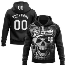 Загрузить изображение в средство просмотра галереи, Custom Stitched Black White 3D Skull Pattern Pullover Sweatshirt Hoodie