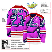 Load image into Gallery viewer, Custom Purple US Navy Blue Red-White 3D Pattern Cyber Mecha E-sport Hockey Jersey