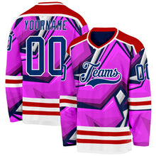 Load image into Gallery viewer, Custom Purple US Navy Blue Red-White 3D Pattern Cyber Mecha E-sport Hockey Jersey