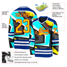 Load image into Gallery viewer, Custom Black Yellow Blue Royal Red-White 3D Pattern Cyber Mecha E-sport Hockey Jersey