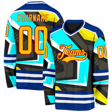 Load image into Gallery viewer, Custom Black Yellow Blue Royal Red-White 3D Pattern Cyber Mecha E-sport Hockey Jersey