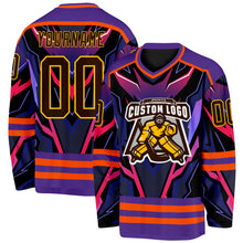 Load image into Gallery viewer, Custom Purple Brown Orange Black-Yellow 3D Pattern Cyber Mecha E-sport Hockey Jersey