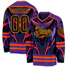 Load image into Gallery viewer, Custom Purple Brown Orange Black-Yellow 3D Pattern Cyber Mecha E-sport Hockey Jersey