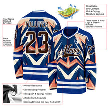 Load image into Gallery viewer, Custom Royal Brown Orange Cream-White 3D Pattern Cyber Mecha E-sport Hockey Jersey