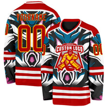 Charger l'image dans la galerie, Custom Red Blue Black Purple Yellow-White 3D Pattern Cyber Mecha E-sport Hockey Jersey