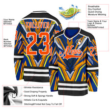 Load image into Gallery viewer, Custom Royal Orange Yellow Black-White 3D Pattern Cyber Mecha E-sport Hockey Jersey