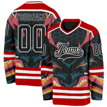Charger l'image dans la galerie, Custom Red Black Blue Pink Yellow-White 3D Pattern Cyber Mecha E-sport Hockey Jersey