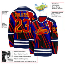 Загрузить изображение в средство просмотра галереи, Custom Blue Red Navy Yellow-White 3D Pattern Cyber Mecha E-sport Hockey Jersey