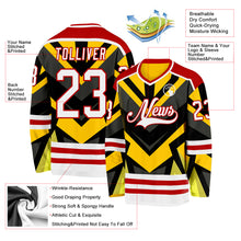 Load image into Gallery viewer, Custom Gold White Black-Red 3D Pattern Cyber Mecha E-sport Hockey Jersey