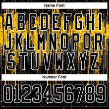 Load image into Gallery viewer, Custom Black Gold Steel Gray-White 3D Pattern Dripping Splatter Hockey Lace Neck Jersey