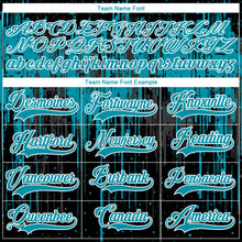 Load image into Gallery viewer, Custom Black Teal Steel Gray-White 3D Pattern Dripping Splatter Hockey Lace Neck Jersey