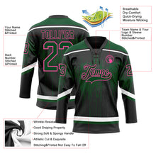 Load image into Gallery viewer, Custom Black Green Pink Steel Gray-White 3D Pattern Dripping Splatter Hockey Lace Neck Jersey
