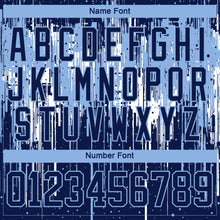 Load image into Gallery viewer, Custom Navy Light Blue-White 3D Pattern Dripping Splatter Hockey Lace Neck Jersey