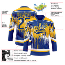 Load image into Gallery viewer, Custom Royal Gold-White 3D Pattern Dripping Splatter Hockey Lace Neck Jersey