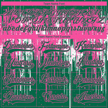 Load image into Gallery viewer, Custom Kelly Green Pink-White 3D Pattern Dripping Splatter Hockey Lace Neck Jersey