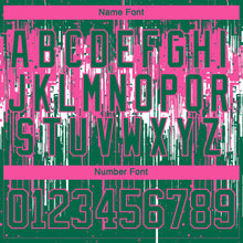 Load image into Gallery viewer, Custom Kelly Green Pink-White 3D Pattern Dripping Splatter Hockey Lace Neck Jersey