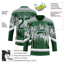 Load image into Gallery viewer, Custom Green Gray-White 3D Pattern Dripping Splatter Hockey Lace Neck Jersey