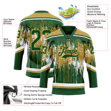 Charger l'image dans la galerie, Custom Green Old Gold-White 3D Pattern Dripping Splatter Hockey Lace Neck Jersey