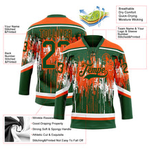 Charger l'image dans la galerie, Custom Green Orange-White 3D Pattern Dripping Splatter Hockey Lace Neck Jersey