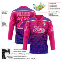 Laden Sie das Bild in den Galerie-Viewer, Custom Hot Pink Purple-White 3D Pattern Abstract Gradient Halftone Hockey Lace Neck Jersey