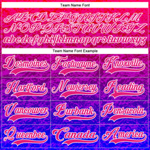 Load image into Gallery viewer, Custom Hot Pink Purple-White 3D Pattern Abstract Gradient Halftone Hockey Lace Neck Jersey